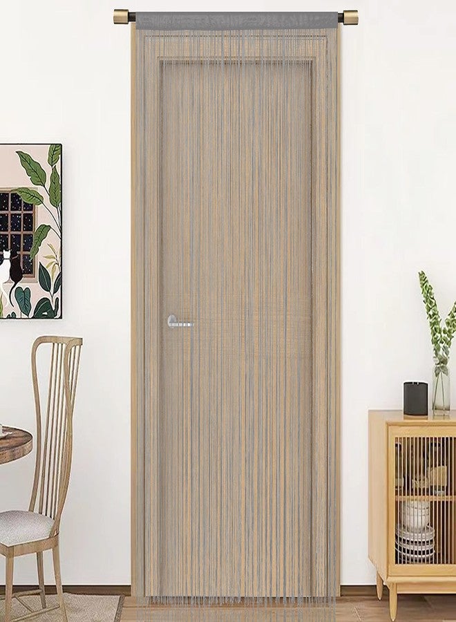 HSYLYM Spaghetti String Curtains for Doorways Privacy Door Frame Tassel Hippy Wall Kitchen Hallway Boho Fringe Curtain Hanging Door Room Dividers Decor 1 Panel（39×79in/100×200cm,Grey） - Image 2